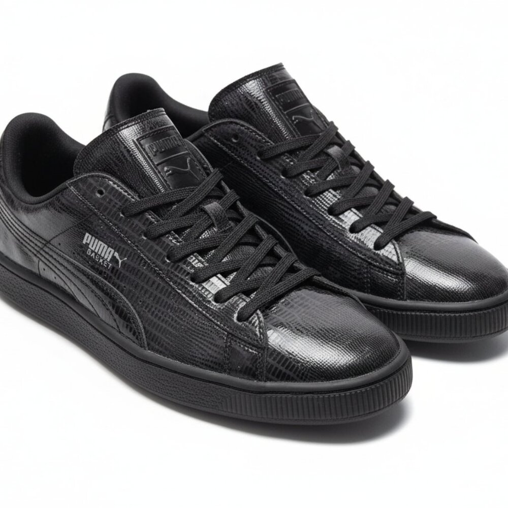 🖤 Puma Basket Snakeskin-Embossed Shoes/Sneakers | Textured Low-Top 12 Mens 🖤